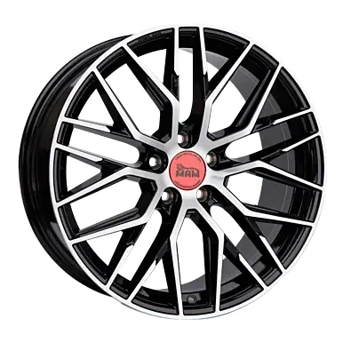Abbildung von MAM 5 loch 19Zoll 112mm Alufelge RS4 Schwarz glänzend poliert MAMRS48519511230BFP Felge