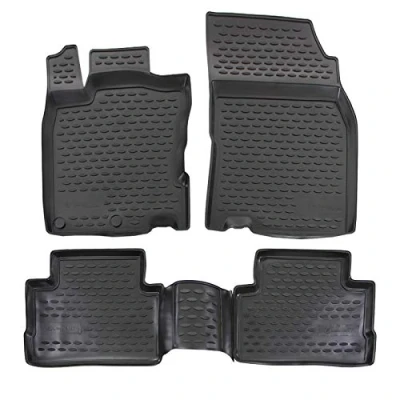 Abbildung von J&amp;J AUTOMOTIVE 3D Design Gummimatten Gummifußmatten Für Qashqai J11 2014 2021, Schwarz, Anti Rutsch, Ohne Geruch, Allwetter, Rand 3cm, 4 Teilig