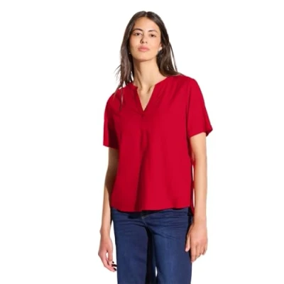 Abbildung von STREET ONE Damen A345525 Bluse in Unifarbe, Glory red, 36
