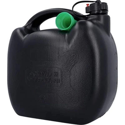 Abbildung von Benzinkanister, Kraftstoffkanister für Treibstoff aller Art, mit UN Zulassung, inklusive Ausgießer, Kunststoff, schwarz, 5L