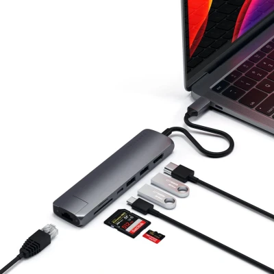 Abbildung von Satechi Type C Multi Port Hub 4K Ethernet Slim grau ✅ ST UCSMA3M