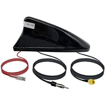 Abbildung von Vecys DAB DAB+ Car Antenna Shark Fin FM/AM Radio Signal Booster SMA to DIN Plug Connector Roof Digital Stereo 5m RG174 Cable for Vehicle