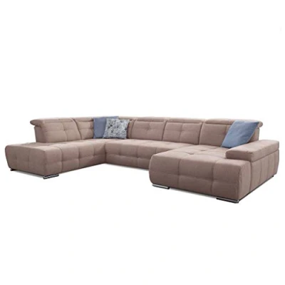 Abbildung von Cavadore Wohnlandschaft Mistrel mit Bettfunktion / Schlafsofa leichter Fleckentfernung dank Soft Clean Geeignet für Haushalte Kindern, Haustieren /343 x 77 228 hellbraun