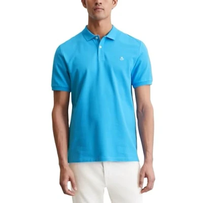 Abbildung von Marc O&#039;Polo Short Sleeve Button Placket Slits AT HEM Embroidery ON Chest Poloshirt, Herren, Größe: Medium, Azure blue