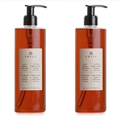 Abbildung von Prija Haut und Haarshampoo mit Ginseng, 2x 380 ml Flakon, Haar &amp; Körperpflege Erlebnis für Haar, Hergestellt in Italien