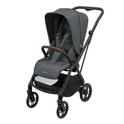 Abbildung von Maxi Cosi Leona² Kinderwagen, 04 Jahre, 022 kg, federleichter, superkompakt Buggy, umdrehbare Sitz, einhändig zusammenklappbar, 3Liegepositionen, flache Liegeposition,Easy In Gurts, Twillic Graphite