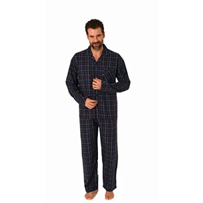 Abbildung von Normann Pyjama Herren langarm Flanell Set Schlafanzug zum durchknöpfen