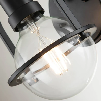 Abbildung von Elstead Lighting QN SOMERSET1 BK QUINTIESSE Wandleuchte Somerset E27 1x40W Stahl, schwarz; L:18.9cm H:23.3cm B:15.8cm dimmbar