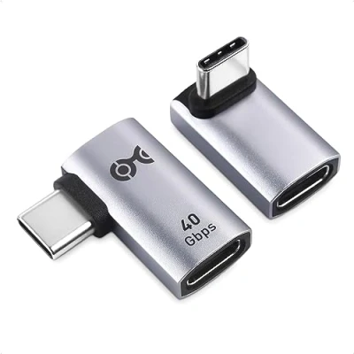 Abbildung von Cable Matters Kombi Pack 40 Gbps USB C winkelstecker 90 Grad Adapter Kit mit 240W PD (USB Adapter) in Schwarz kompatibel Ports Thunderbolt 4, USB4 und 3