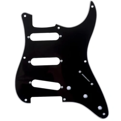 Abbildung von Musiclily Pro 8 Löcher 50s 57 Vintage SSS Strat Pickguard Gitarren Schlagbrett für American Stratocaster E Gitarre,3 lagig Schwarz