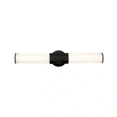 Abbildung von Elstead Lighting QN Facet LED2 BK BATH QUINTIESSE Wandleuchte LED 12W IP44 3000K Stahl mattschwarz, Opalglas satiniert L:10.5cm H:65.9cm B: