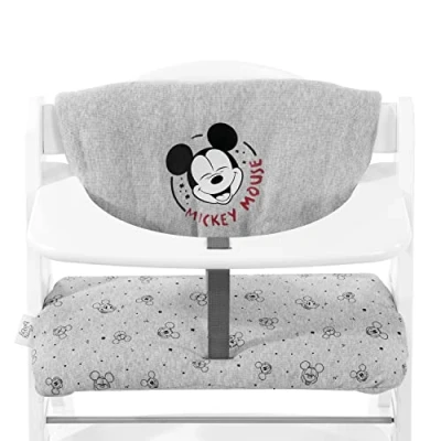 Abbildung von hauck Sitzkissen für Alpha+, Beta+ und Arketa Holzhochstühle Highchair Pad Deluxe, Einfache Befestigung mit Klettverschluss, Maschinenwaschbar (Disney Mickey Mouse Grey)