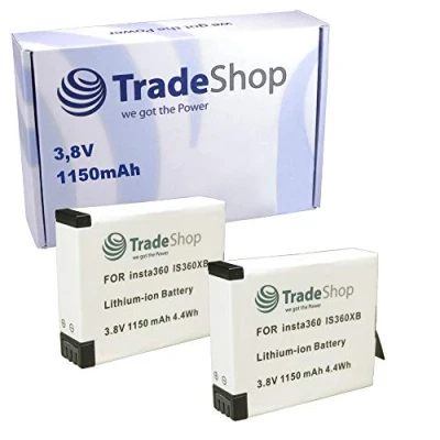 Abbildung von 2X Hochwertiger Li Ion Akku 3,8V 1150mAh für Insta360 One X Ersatzakku 360 Kamera ersetzt IS360XB, PL903135VT, PL903135VT S01, CINOXBT/A, CINOXBT