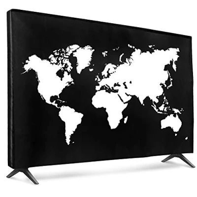 Abbildung von kwmobile 65&quot; TV Hülle Indoor Fernseher Bildschirmschutz Abdeckung Bildschirm Staubschutzhülle Travel Umriss Weiß Schwarz