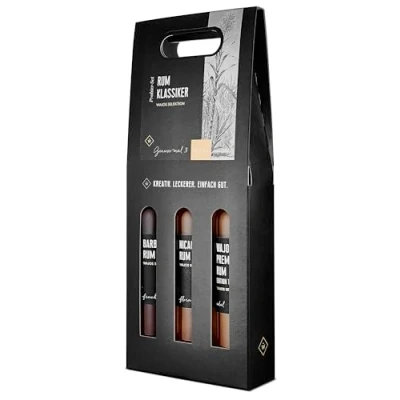 Abbildung von Wajos Geschenkset Rum: 3x 100ml Rum mit Premium Rum, Nicaragua Barbados X.O., Geschenk für Männer und Frauen