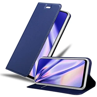 Abbildung von Cadorabo Hülle kompatibel mit OnePlus Nord CE 2 5G aus Premium Kunst Leder Flip Klappbare Stoßfeste Magnetische [Standfunktion] [Kartenfächern] Cover für Tasche in Blau