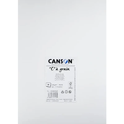 Abbildung von CANSON &quot;C&quot; à grain, Weißes Skizzenpapier, Feine Körnung, 125gsm, 76.8lb, Bogen, A3 29,7x42cm, Naturweiß C31002S001