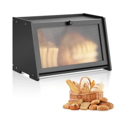 Abbildung von VEVOR Brotkasten Brotaufbewahrung Brotbox Brotbehälter Schwarz Holz Organizer
