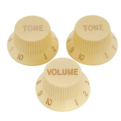 Abbildung von Musiclily Pro Imperial Zoll Strat Knobs Gitarre Knöpfe Potiknöpfe 1 Volume 2 Tone Control Set für USA Fender Stratocaster E Gitarre, Cream