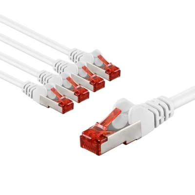 Abbildung von goobay 65984 CAT6 Netzwerkkabel im 5er Set/Patchkabel geschirmt S/FTP/CU Ethernet Kabel, PiMF, LSZH/Cat 6 Kabel mit 10Gbits / Weiß 5x 3m