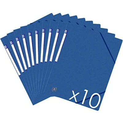 Abbildung von Oxford 400114353 TopFile+ Sammelmappen, Karton, ohne Klappen, mit Gummizug, Format A4, Blau, 10 Stück