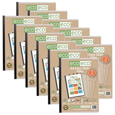 Abbildung von eco A4 50% recycelter Beutel, 60 Stück, einfach zu schieben, Clip Bar, Projekt Berichts Ordner, eco051 x 12 Schwarz