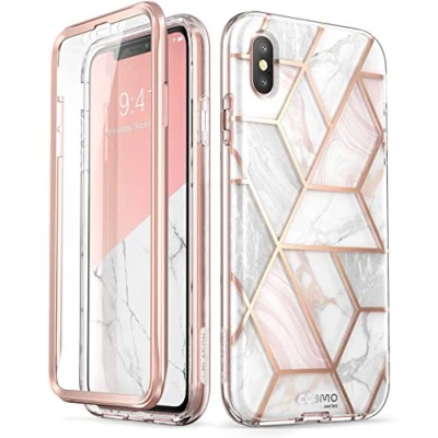Abbildung von i Blason iPhone Xs, X Hülle [Cosmo] Glitzer Handyhülle 360 Grad Bumper Case Glänzend Schutzhülle Cover 5.8 Zoll, Marmor