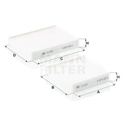 Abbildung von MANN FILTER CU 21 000 2 Innenraumfilter Partikelfilter 159, 204 153 32 PEUGEOT: 207 CC, Schrägheck, 2008 Kombi, CITROËN: C3 III, DS3 Schrägheck