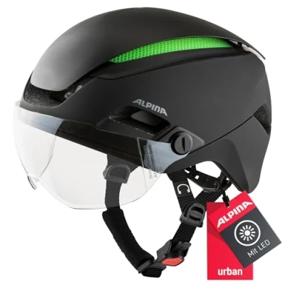 Abbildung von ALPINA ALTONA Extrem Leichter, Beleuchteter &amp; Belüfteter Fahrradhelm Mit Hochwertigem Visier Für Erwachsene, black matt, 52 57 cm