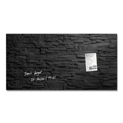 Abbildung von SIGEL GL149 Premium Glas Whiteboard 91x46 cm Motiv Schiefer Stone hochglänzend, SGS geprüft, einfache Montage, Magnettafel Artverum