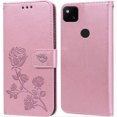 Abbildung von PKQTOP Hülle für Google Pixel 4A 4G Handyhülle,Klappbar Tasche Case,Standfunktion,Kartenfach,Silikon Bumper,Stoßfeste Schutzhülle Cover