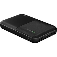 Abbildung von goobay 64961 Powerbank Kompakt 5000mAh / Externes Ladegerät/Power Bank geeignet für Smartphone, Kopfhörer, Tablet/Zwei Geräte gleichzeitig Laden/inkl. Ladekabel/Schwarz
