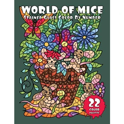 Abbildung von WORLD of MICE (Stained Glass Color By Number): Activity Coloring Book for Adults Relaxation and Stress Relief