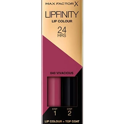 Abbildung von Max Factor Lipfinity Lip Colour Vivacious 40 Kussechter Lippenstift mit 24h Halt ohne auszutrocknen, intensiver Farbabgabe, präzisem Applikator &amp; intensiv pflegendem Gloss Top Coat