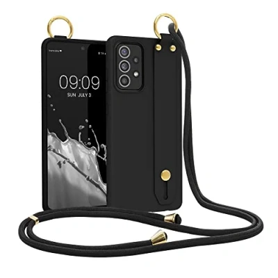 Abbildung von kwmobile Hülle kompatibel mit Samsung Galaxy A52 / 5G A52s Handyhülle Schlaufe Ring Handy Cover Case in Schwarz