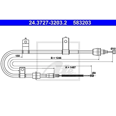 Abbildung von ATE 24.3727 3203.2 Handbremsseil 1487 KIA: Picanto I
