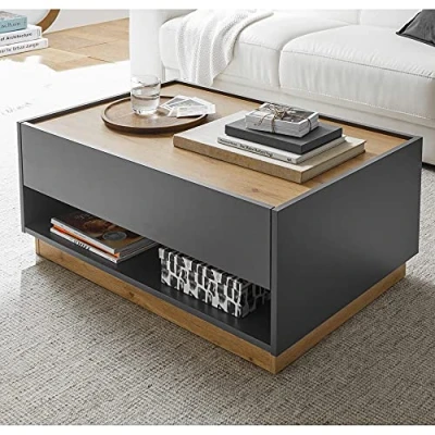 Abbildung von Lomadox Couchtisch CRISP 61, Wohnzimmer in anthrazit mit Absetzungen Wotan Eiche Nb. 90/38/60 cm