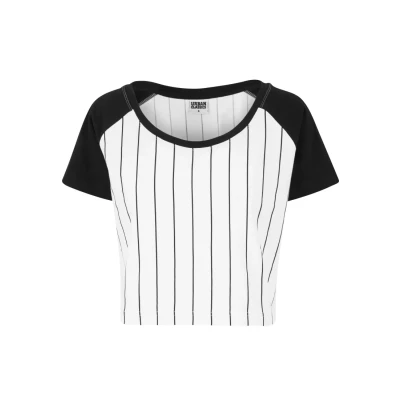 Abbildung von Urban Classics Ladies Cropped Baseball TEE Tshirt print, Damen, Größe: Medium, White/black