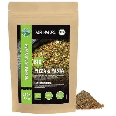Abbildung von Bio Pizza und Pasta Gewürz (250g), Gewürzmischung, Pizzagewürz, Pastagewürz, 100% natürlich, Zutaten aus kbA, Spagettigewürz ohne künstliche Zusätze