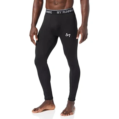 Abbildung von MEETYOO Herren Kompressionshose Sport Leggings, Schwarz 1, XXL EU