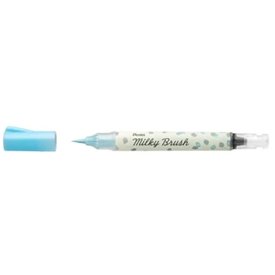Abbildung von Pentel XGFH PSX Milky Brush, Pinselstift enthält flüssige, matt trocknende Pastellfarbe, pastell blau, 1 Stück auf Blisterkarte