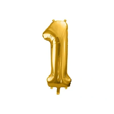 Abbildung von PartyDeco Helium Luftballon Geburtstag Deko Folienballon Zahl 1 Gold 86 cm