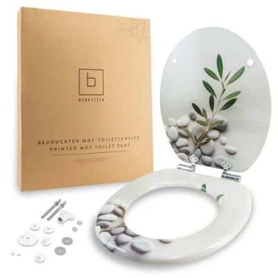 Abbildung von Benkstein WC Sitz Premium Deckel antibakteriell, bedruckter Deckel, Duroplast Klodeckel mit Quick Release Funktion und Absenkautomatik