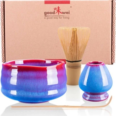 Abbildung von Goodwei Teeservice Matcha Set &quot;Seiun&quot; mit Teeschale, Matchabesen 80 Borsten, Besenhalter (4 tlg), 1 Personen, Keramik