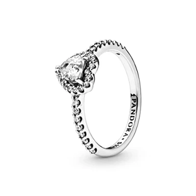 Abbildung von Pandora Sparkling Elevated Heart Ring, Damen, Größe: 50, Silver coloured