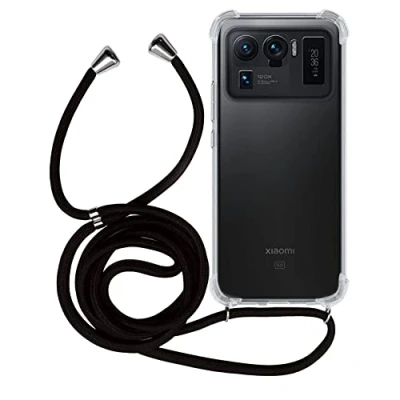 Abbildung von MyGadget Handykette für Xiaomi Mi 11 Ultra [ TPU Hülle mit verstellbaren Band ] Handyhülle Handyband zum Umhängen Kordel Schnur Case Schutzhülle Schwarz Muster