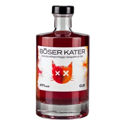 Abbildung von Böser Kater Pink Grapefruit Gin, Das perfekte Geschenk, Fruchtiger Citrus Geschmack mit Grapefruit, Blutorange &amp; Pomelo, Handgemachter Katzen 0,5l 40% Vol.
