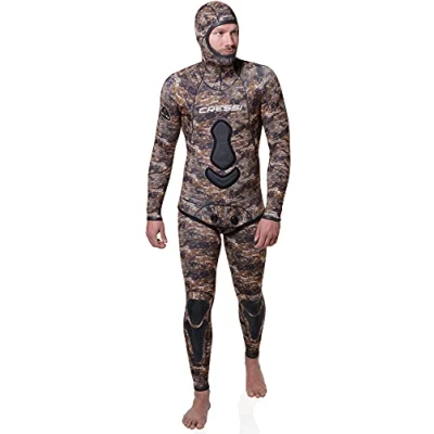 Abbildung von Cressi Men&#039;s Katana Man 2 Pieces Wetsuit Zweiteiliger Neoprenanzug aus 3 mm Neopren zum Freitauchen und Angeln, Camo Hellbraun, XL