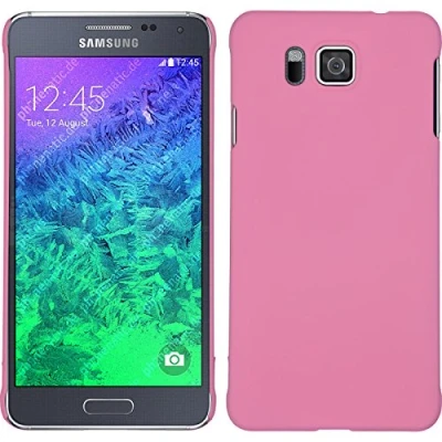 Abbildung von PhoneNatic case kompatibel mit Samsung Galaxy Alpha Hülle rosa gummiert Hard + 2 Schutzfolien