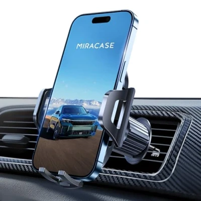 Abbildung von Miracase Handyhalterung fürs Auto für Lüftungsschlitze [verstellbar und rutschfest] Handfreie Auto, ideal Reisende, Autofahrer, geeignet alle Smartphones